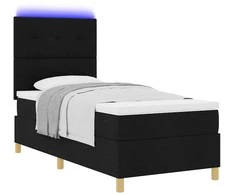 LED Čiužinio Lova su čiužiniu Juoda 90 x 190 cm audinys