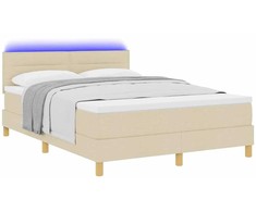 LED Čiužinio Lova su galvūgalio Kreminė 160 x 200 cm audinys