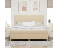 LED Čiužinio Lova su čiužiniu Kreminė 180 x 200 cm audinys