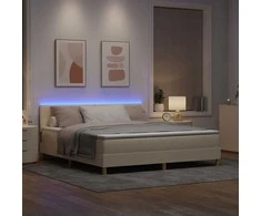 LED Čiužinio Lova su galvūgalio Kreminė 180 x 200 cm audinys