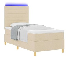 LED Čiužinio Lova su galvūgalio Kreminė 80 x 200 cm audinys