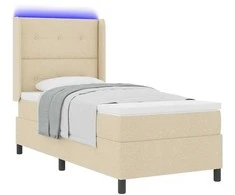 LED Čiužinio Lova su čiužiniu Kreminė 80 x 200 cm audinys