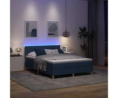 LED Čiužinio Lova su pagalve Mėlyna 140 x 190 cm audinys