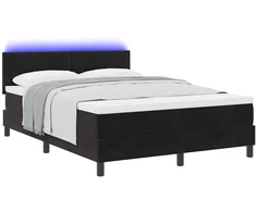 LED Čiužinio Lova su čiužiniu su LED Juoda 140 x 190 cm Aksomas