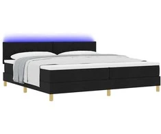 LED Čiužinio Lova su galvūgalio Juodas 200 x 200 cm audinys