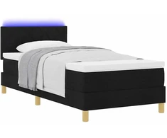LED Čiužinio Lova su galvūgalio Juodas 100 x 200 cm audinys