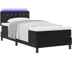 LED Čiužinio Lova su čiužiniu su LED Juoda 90 x 200 cm Aksomas
