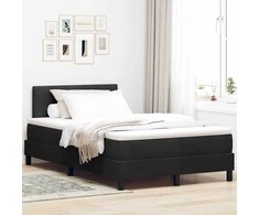 LED Čiužinio Lova su čiužiniu su LED Juoda 120 x 190 cm Aksomas
