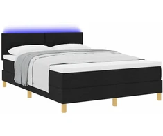 LED Čiužinio Lova su galvūgalio Juodas 140 x 200 cm audinys
