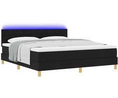 LED Čiužinio Lova su galvūgalio Juodas 180 x 200 cm audinys