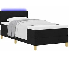 LED Čiužinio Lova su LED juostelėmis Juodas 90 x 200 cm audinys