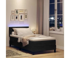 LED Čiužinio Lova su čiužiniu su LED Juoda 100 x 200 cm Aksomas