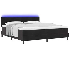 LED Čiužinio Lova su čiužiniu su LED Juoda 180 x 200 cm Aksomas