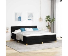 LED Čiužinio Lova su galvūgalio Juodas 180 x 200 cm audinys