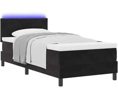 LED Čiužinio Lova su čiužiniu su LED Juoda 90 x 190 cm Aksomas