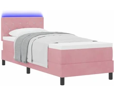 LED Čiužinio Lova su čiužiniu su LED Rožinė 80 x 200 cm Aksomas