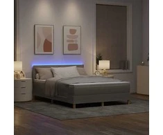 LED Čiužinio Lova su LED juostelėmis Taupe 140 x 190 cm audinys