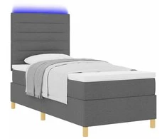 LED Čiužinio Lova su čiužiniu Tamsiai pilka 80 x 200 cm audinys