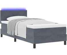 LED Čiužinio Lova su čiužiniu Tamsiai pilka 90 x 200 cm Aksomas
