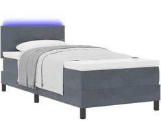 LED Čiužinio Lova su čiužiniu Tamsiai pilka 90 x 190 cm Aksomas