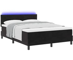LED Čiužinio Lova su galvūgalio Juoda 140 x 190 cm Aksomas