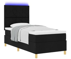 LED Čiužinio Lova su galvūgalio Juoda 90 x 200 cm audinys