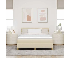 LED Čiužinio Lova su galvūgalio Kreminė 140 x 200 cm audinys