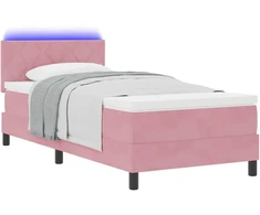 LED Čiužinio Lova su LED juostelėmis Rožinė 90 x 190 cm Aksomas