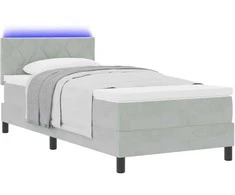 LED Čiužinio Lova su LED Šviesiai pilka 90 x 190 cm Aksomas
