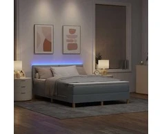 LED Čiužinio Lova Šviesiai pilka 140 x 190 cm audinys