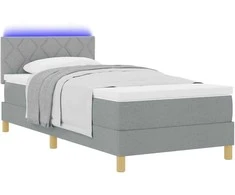 LED Čiužinio Lova Šviesiai pilka 90 x 190 cm audinys