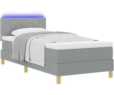 LED Čiužinio Lova Šviesiai pilka 90 x 200 cm audinys