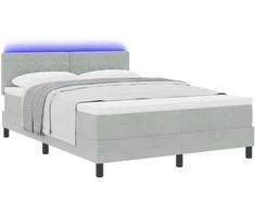LED Čiužinio Lova su LED Šviesiai pilka 140 x 190 cm Aksomas