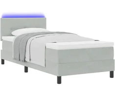 LED Čiužinio Lova su LED Šviesiai pilka 90 x 200 cm Aksomas