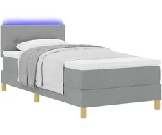 LED Čiužinio Lova Šviesiai pilka 90 x 200 cm audinys