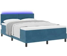 LED Čiužinio Lova su LED Tamsiai mėlyna 160 x 200 cm Aksomas
