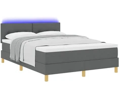 LED Čiužinio Lova su pagalve Tamsiai pilka 140 x 190 cm audinys