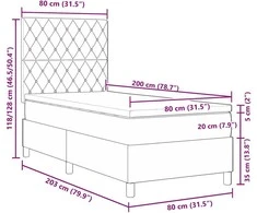 LED Čiužinio Lova Šviesiai pilka 80 x 200 cm audinys