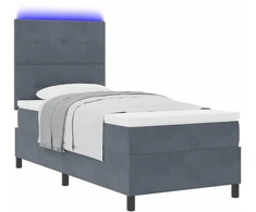 LED Čiužinio Lova Tamsiai pilka 100 x 200 cm Aksomas