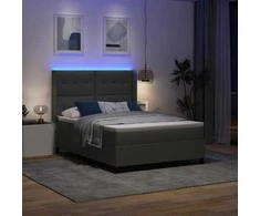 LED Čiužinio Lova Tamsiai pilka 160 x 200 cm audinys