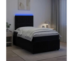 Lova LED lovos čiužinys su LED apšvietimu Juoda 120 x 190 cm Aksomas