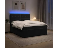Lova LED lovos čiužinys su LED apšvietimu Juoda 140 x 200 cm Aksomas