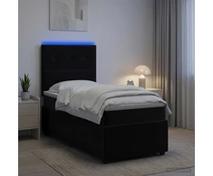 Lova LED lovos čiužinys su LED apšvietimu Juoda 100 x 200 cm Aksomas