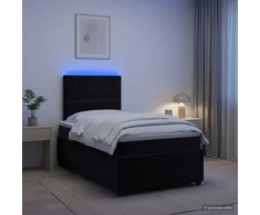 Lova LED lovos čiužinys su LED apšvietimu Juoda 120 x 190 cm Aksomas