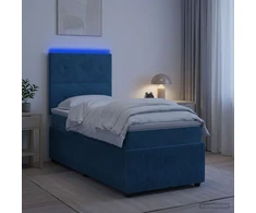 Lova LED lovos čiužinys su LED apšvietimu Mėlyna 90 x 190 cm Aksomas
