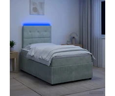 Lova LED lovos čiužinys su LED apšvietimu Šviesiai pilka Aksomas