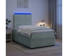 Lova LED lovos čiužinys su LED apšvietimu Šviesiai pilka Aksomas