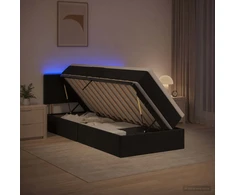 LED saugojimo lova su čiužiniu Juoda 100 x 200 cm Aksomas