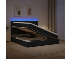 LED saugojimo lova su čiužiniu Juoda 140 x 190 cm Audinys