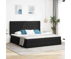 LED saugojimo lova su čiužiniu Juoda 200 x 200 cm Audinys